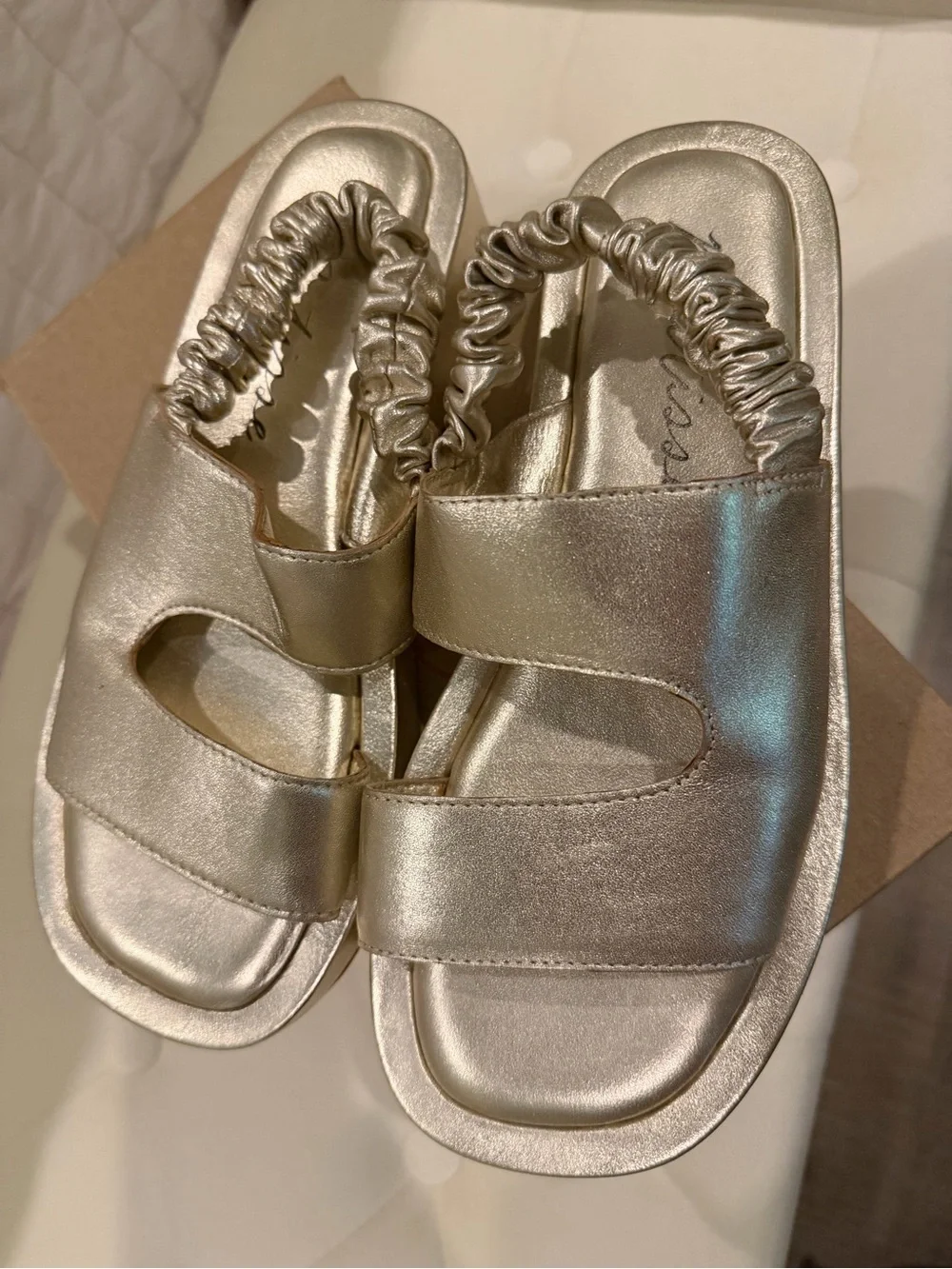Matisse Liv Metallic Gold Slingback Slide Sandals - Women Size 7M